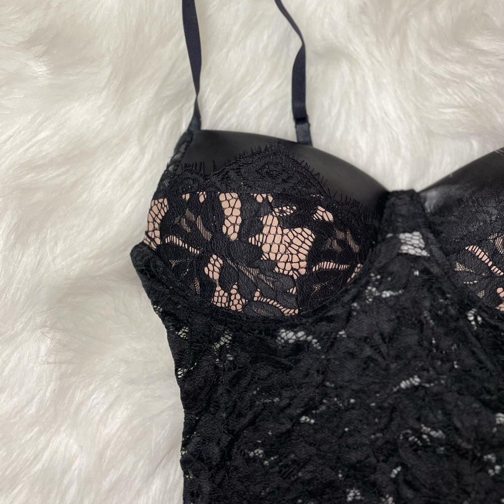 NEW TRENDY BLACK FLORAL LACE MESH BODYSUIT TOP - Picture 15 of 16